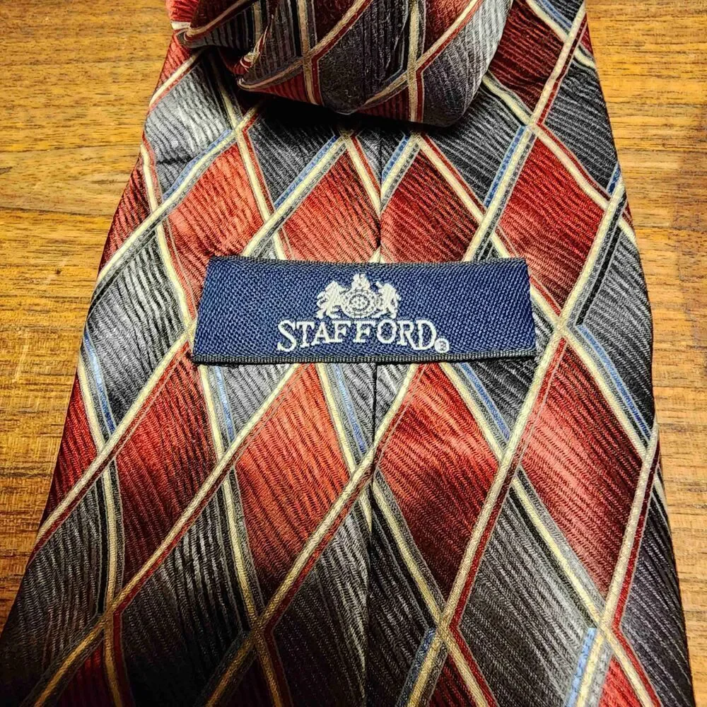 Stafford Multicolor Argyle Pattern Diamond‎ Necktie (Set of Two) 100% Silk